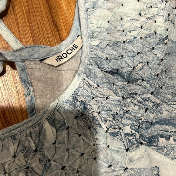 St Roche Honeycomb Top Boho Blue marvel shirt women’s size 10 new w tags - Picture 5 of 7